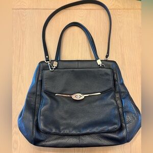 Coach Madison Madeline (north/south) black pebbled leather satchel  25170